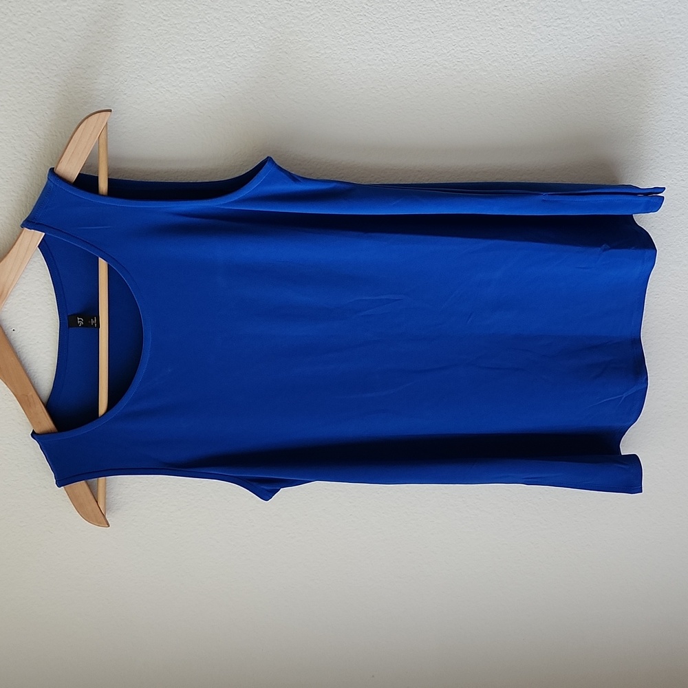 JJ marine blue sleeveless blouse tank top IT-124 Sz S office minimalist staple